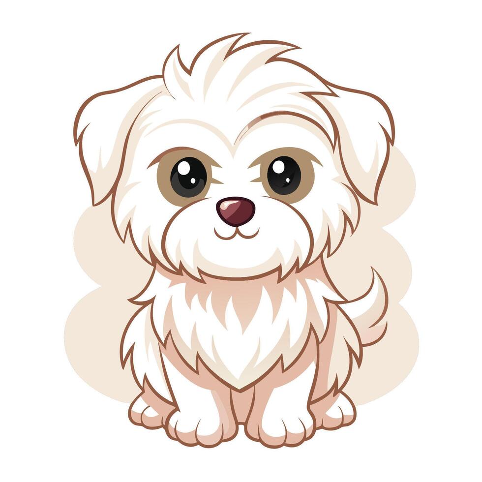 Fluffy White Puppy Cartoon Illustration vector