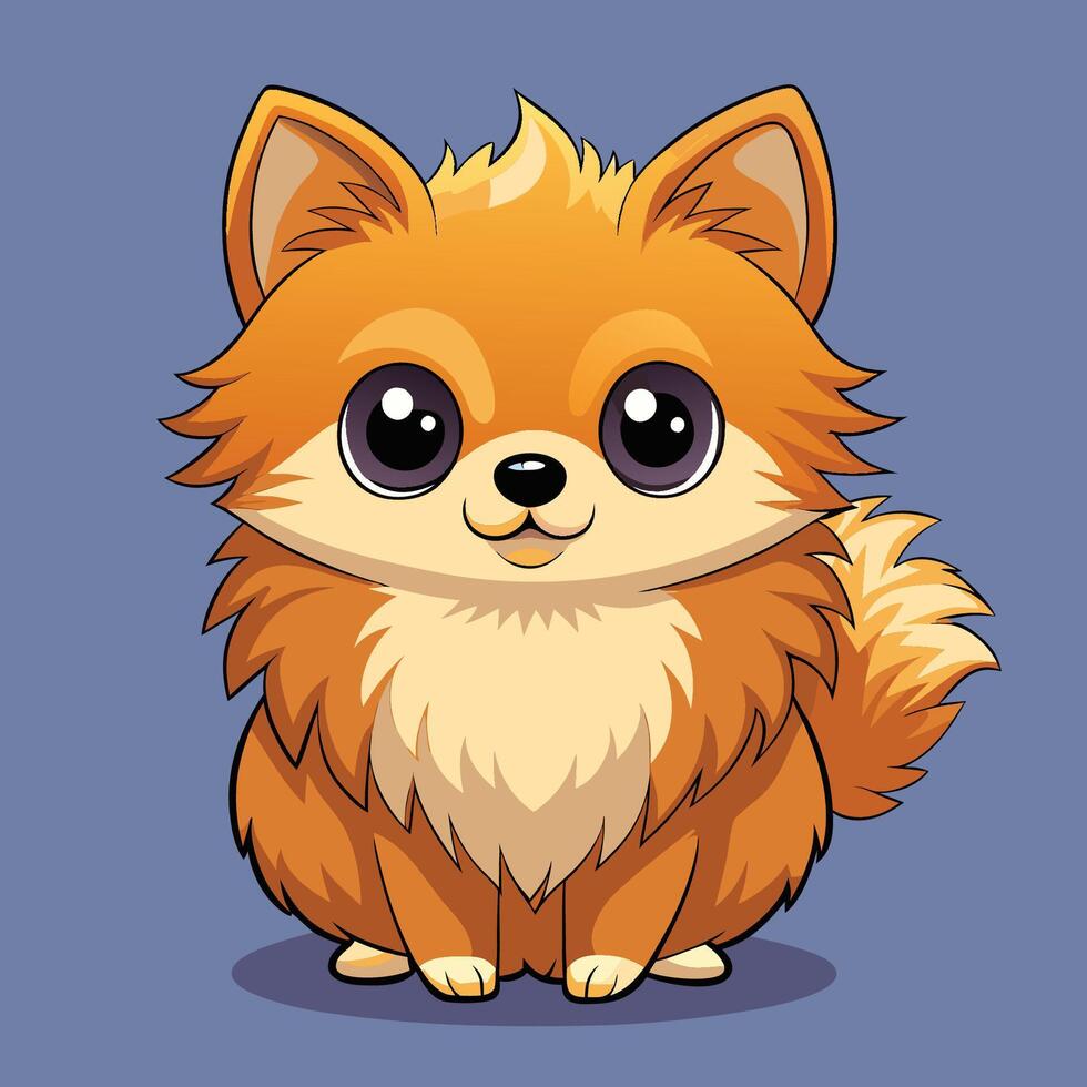Cute Cartoon Dog with Fluffy Orange Fur vector