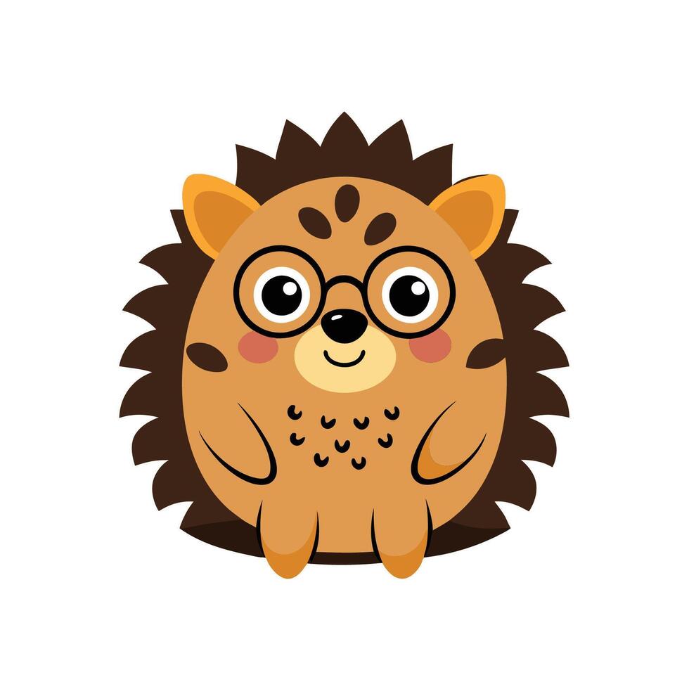 Adorable Cartoon Hedgehog with Glasses vector
