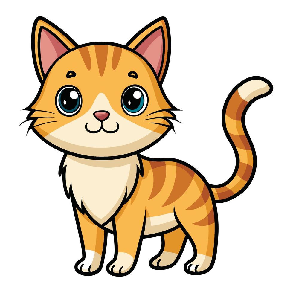 Cute Orange Tabby Cartoon Cat vector
