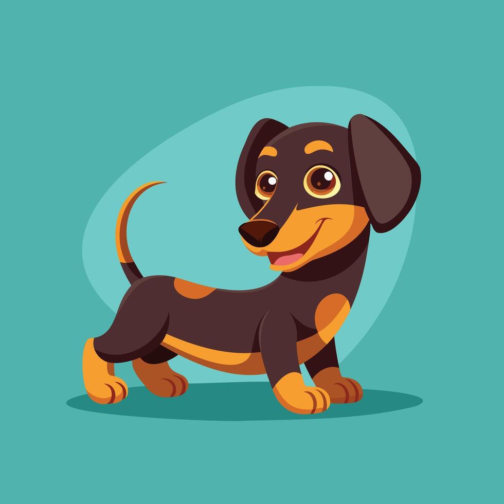 Happy Cartoon Dachshund Dog vector