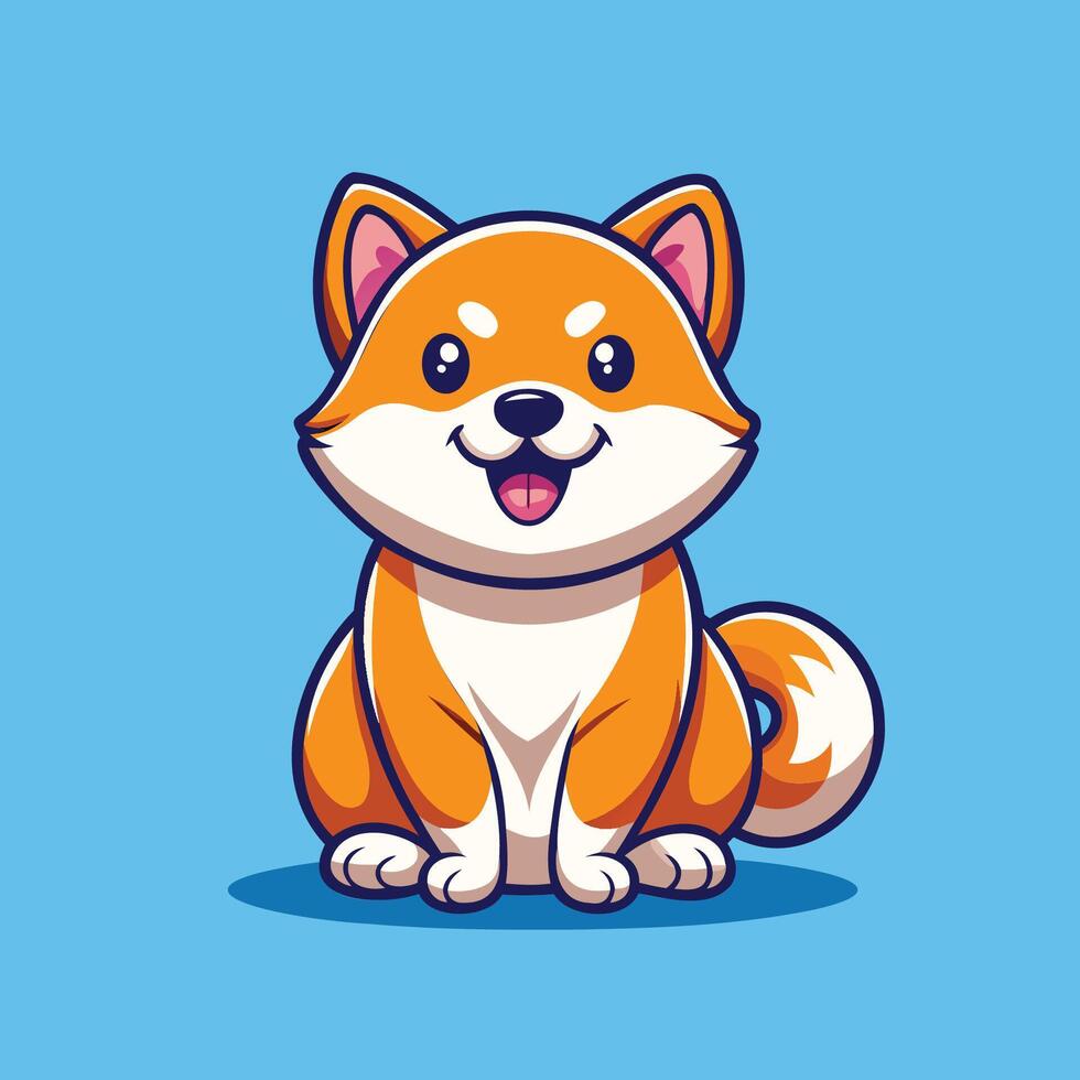 Cheerful Shiba Inu Cartoon Dog vector