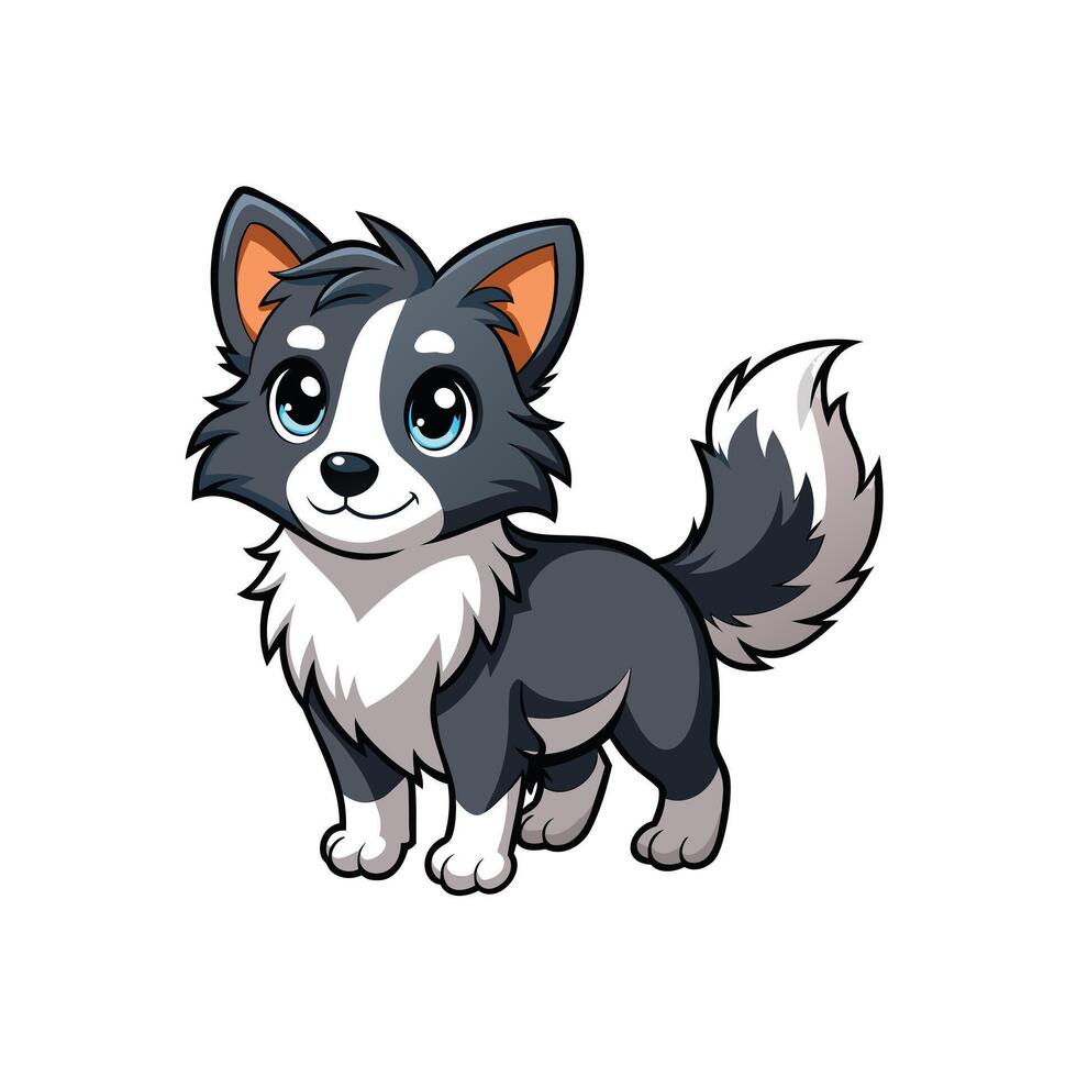 Friendly Gray Cartoon Dog with Orange and White Accents vector