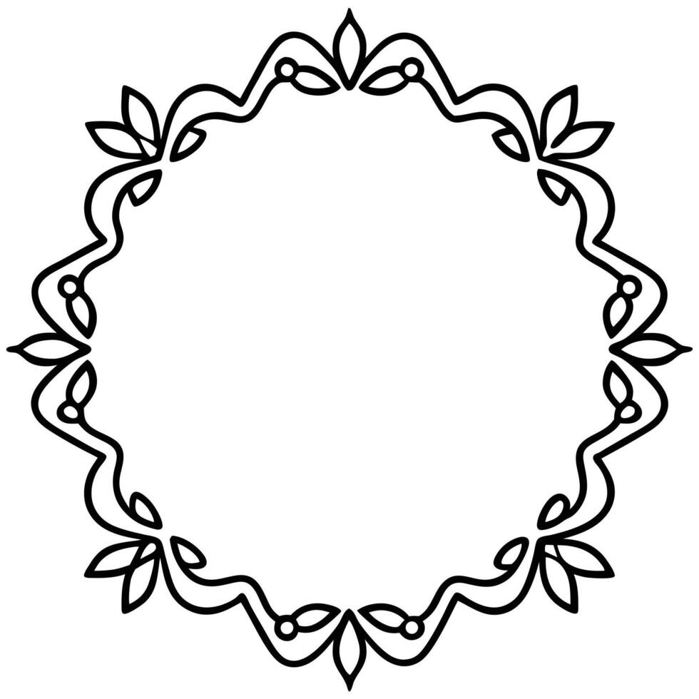 a black and white drawing of a circular frame vector