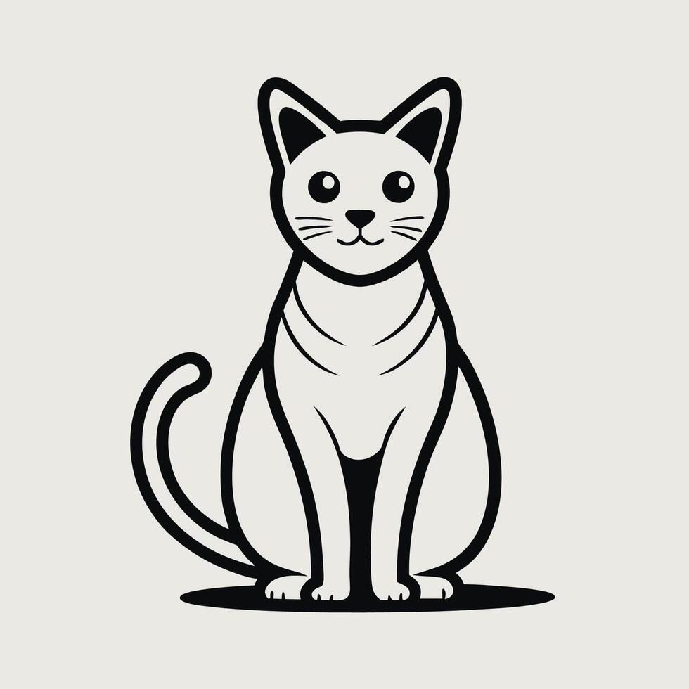 Minimalist Cat Line Art vector