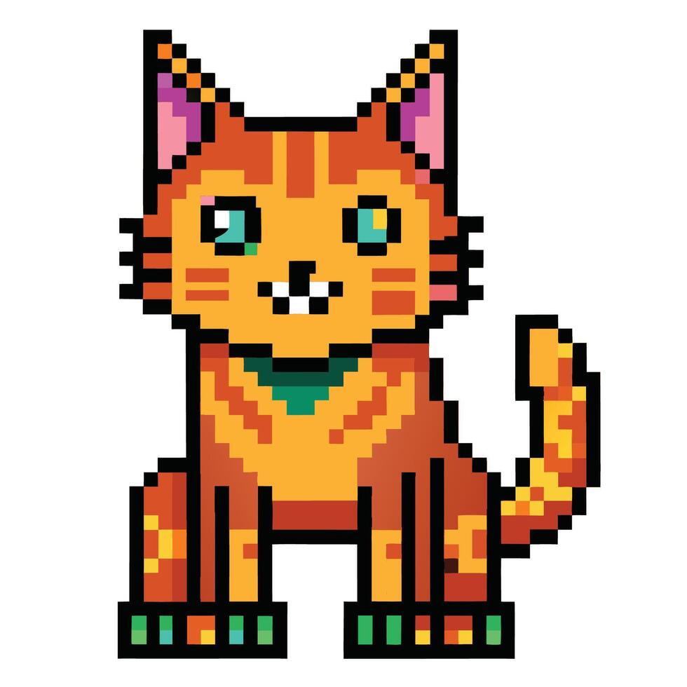 Pixel Art Cat Illustration vector