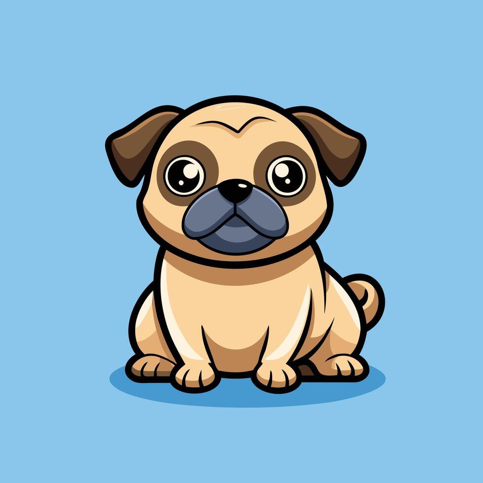 Cute Cartoon Pug Dog vector