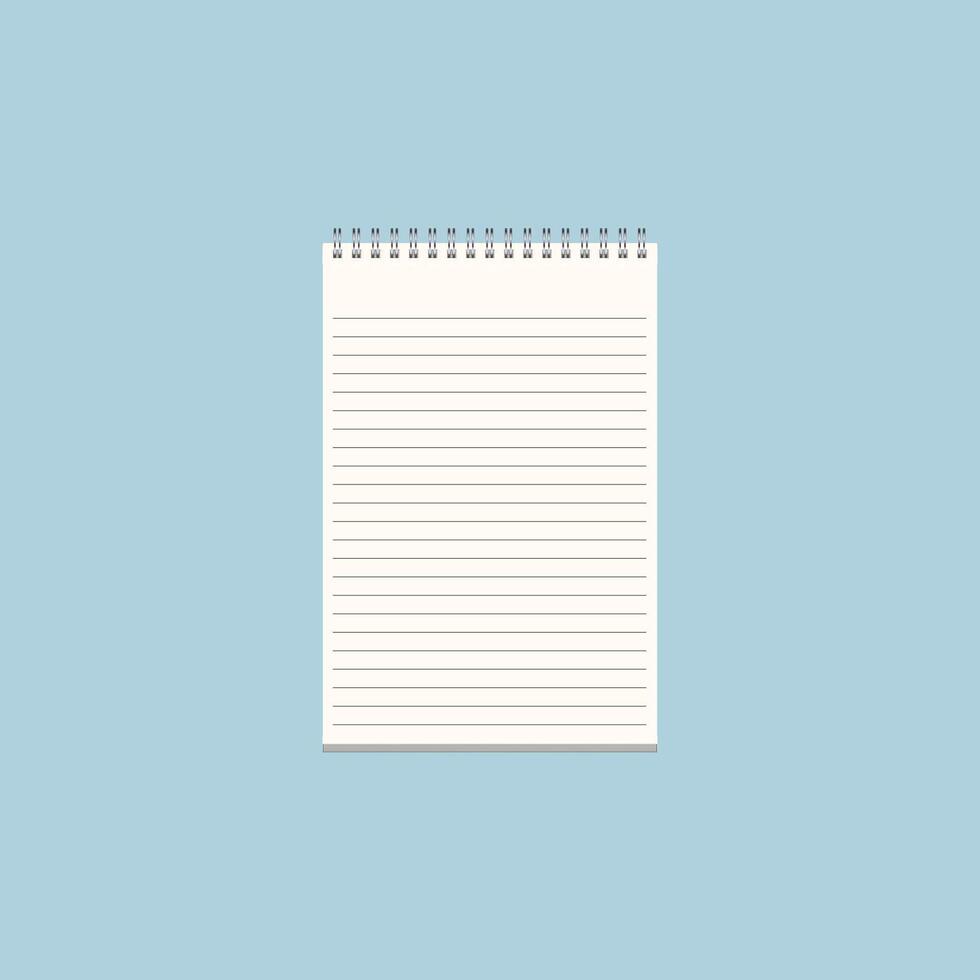 White realistic notebook with shadows with blue background vector