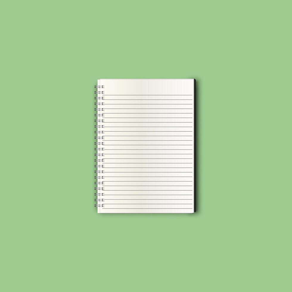 Blank Spiral Notebook Ready for Notes and Ideas with green background vector