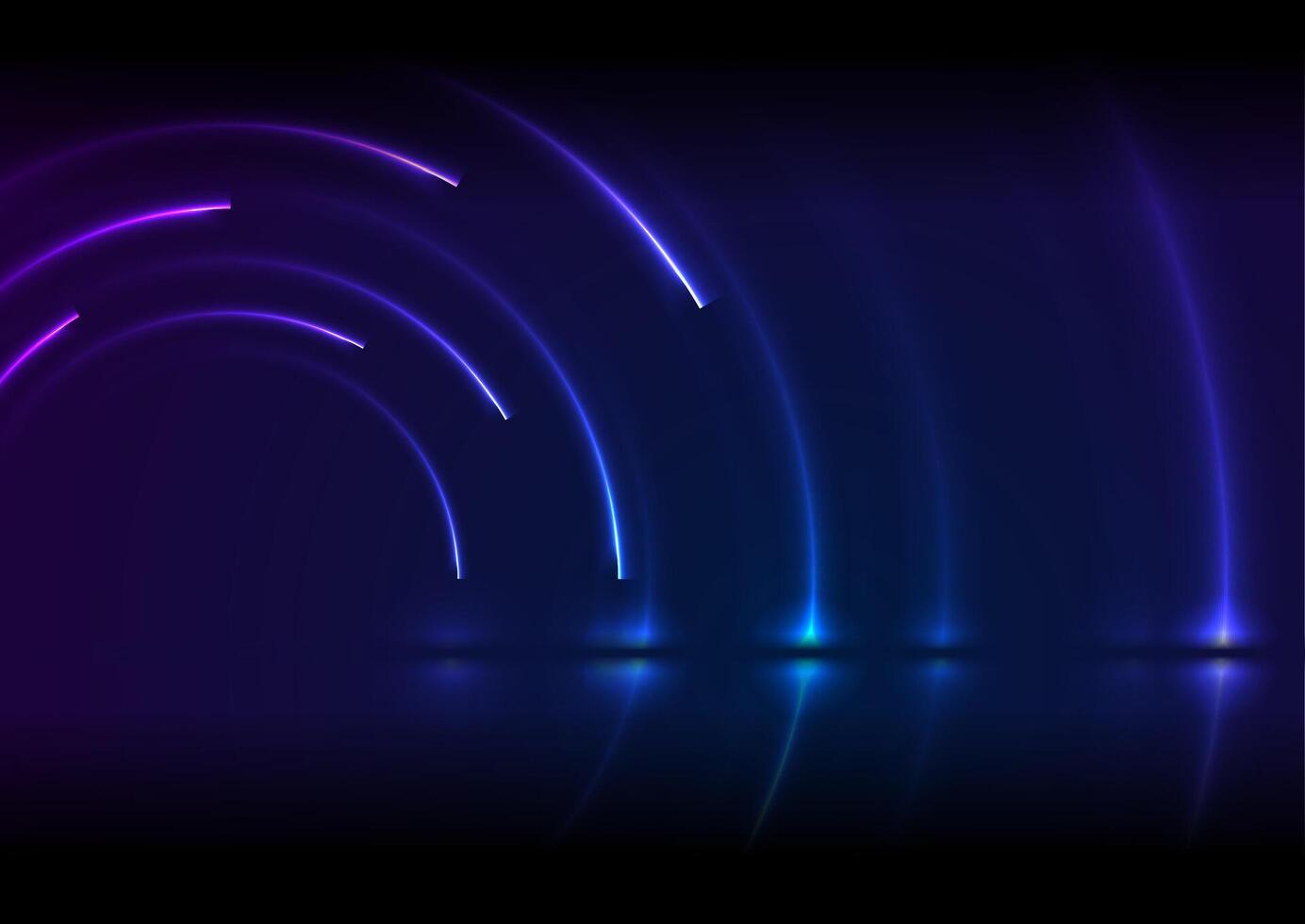 Blue ultraviolet neon laser curved lines background vector
