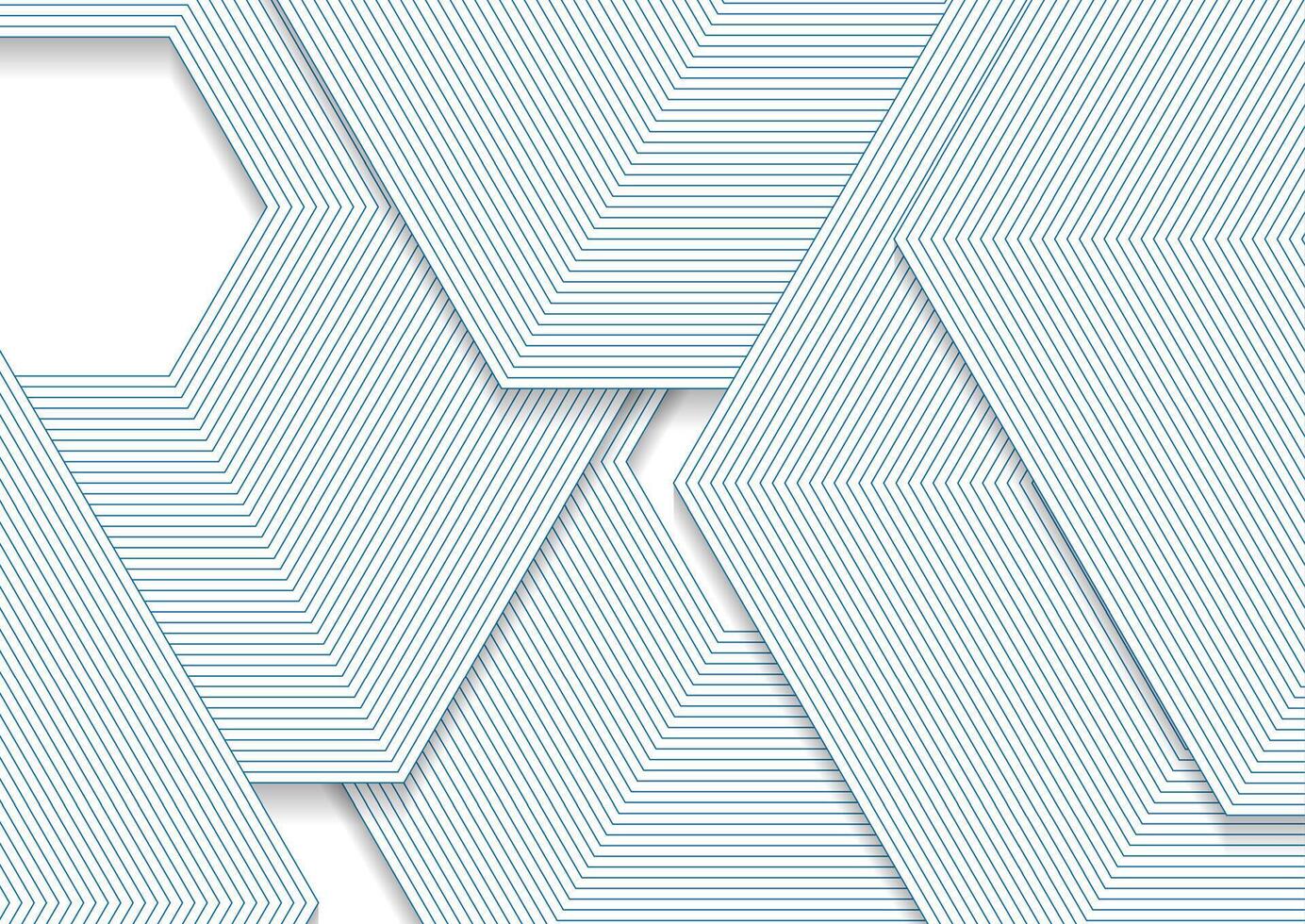 Blue and white linear hexagons abstract geometry design vector
