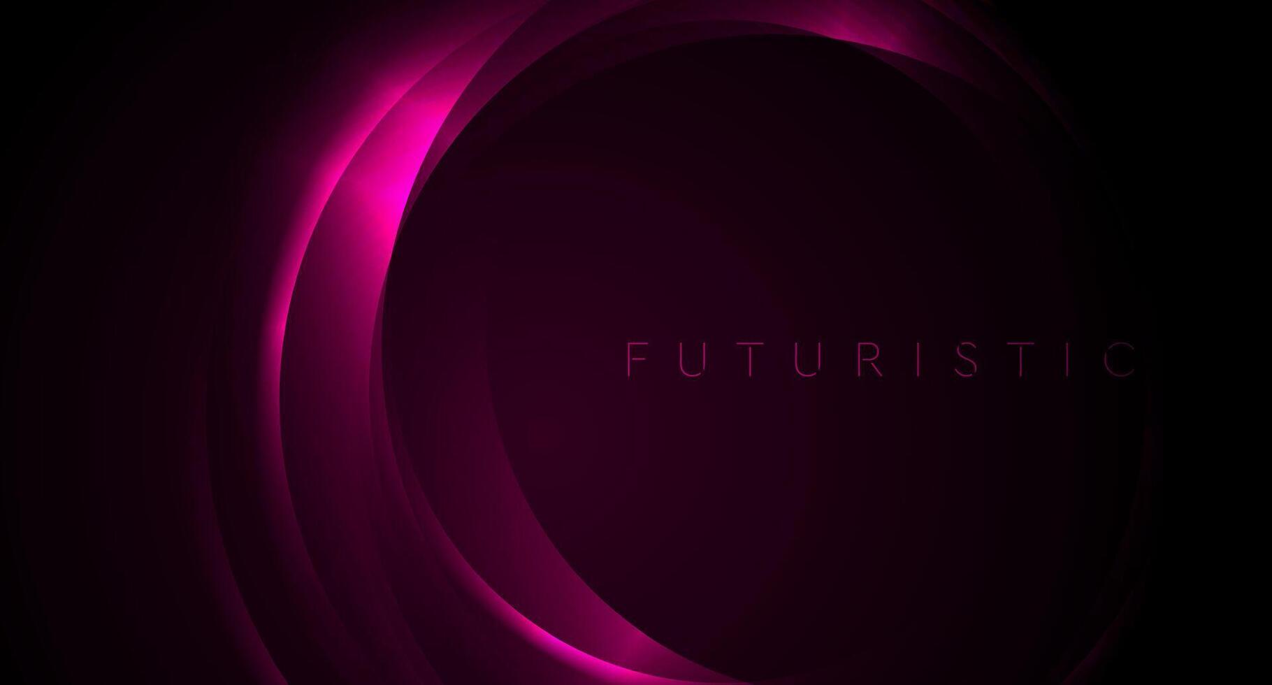 Dark purple neon glowing glossy circles abstract background vector