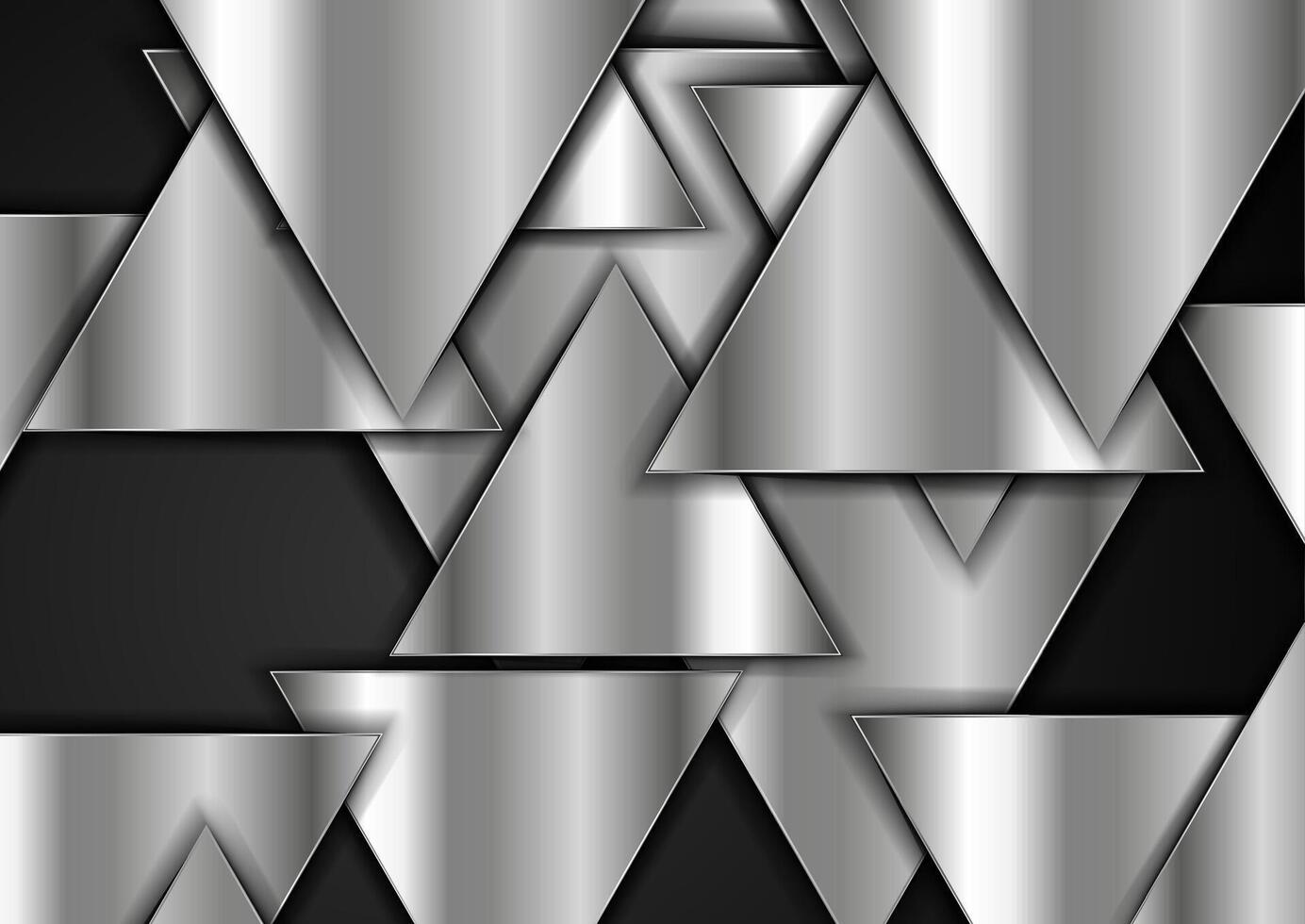 Silver metallic triangles abstract technology background vector