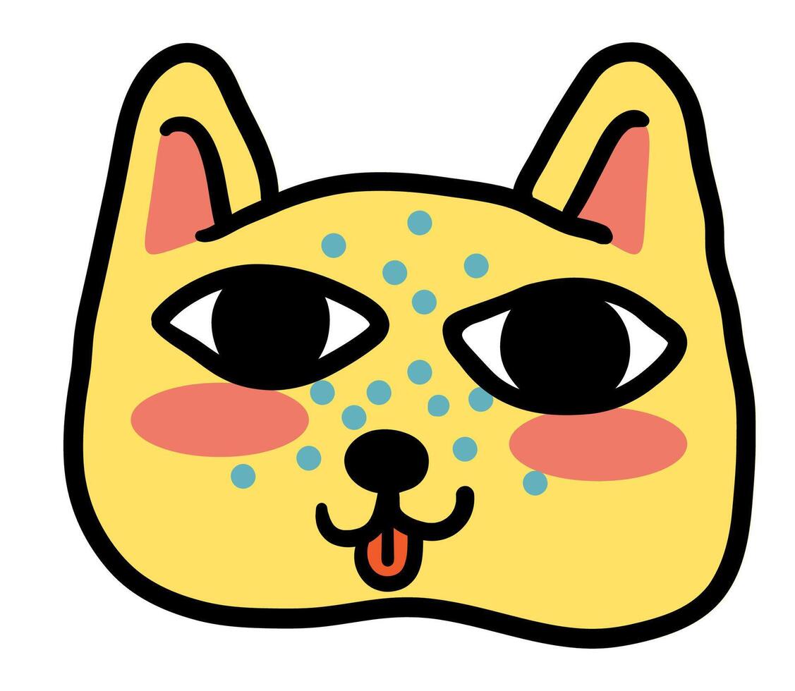 colored yellow cat portrait in doodle style vector