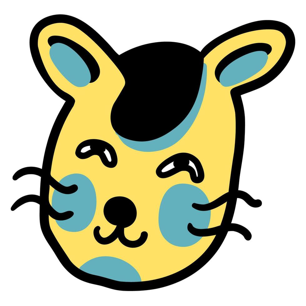yellow spotted cat portrait in doodle style vector