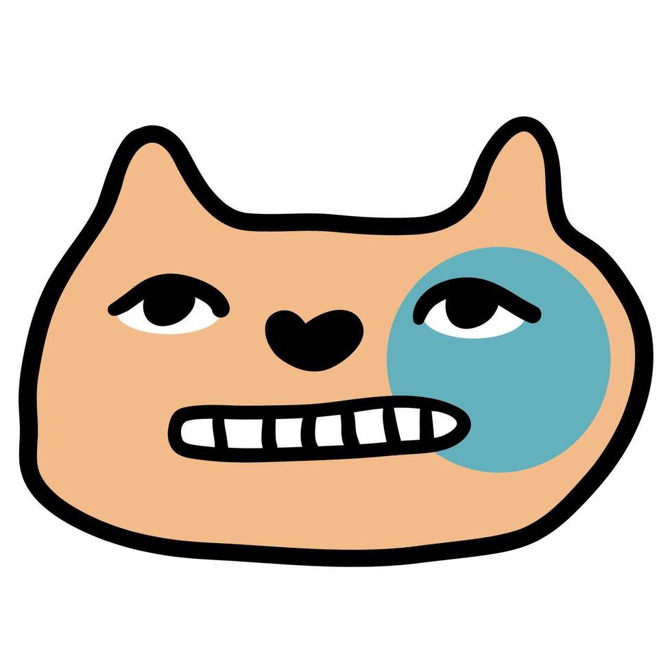 colored cat smiling portrait vector