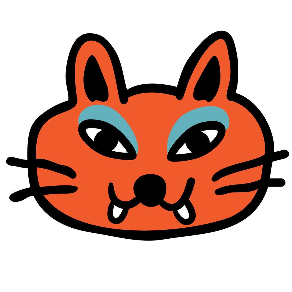 ginger cat portrait in doodle style vector