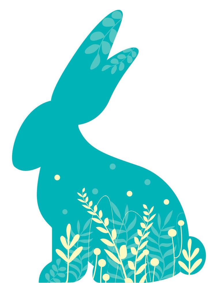 Easter rabbit icon. Standing bunny sticker. Happy Easter illustration. Easter bunny in grass vector