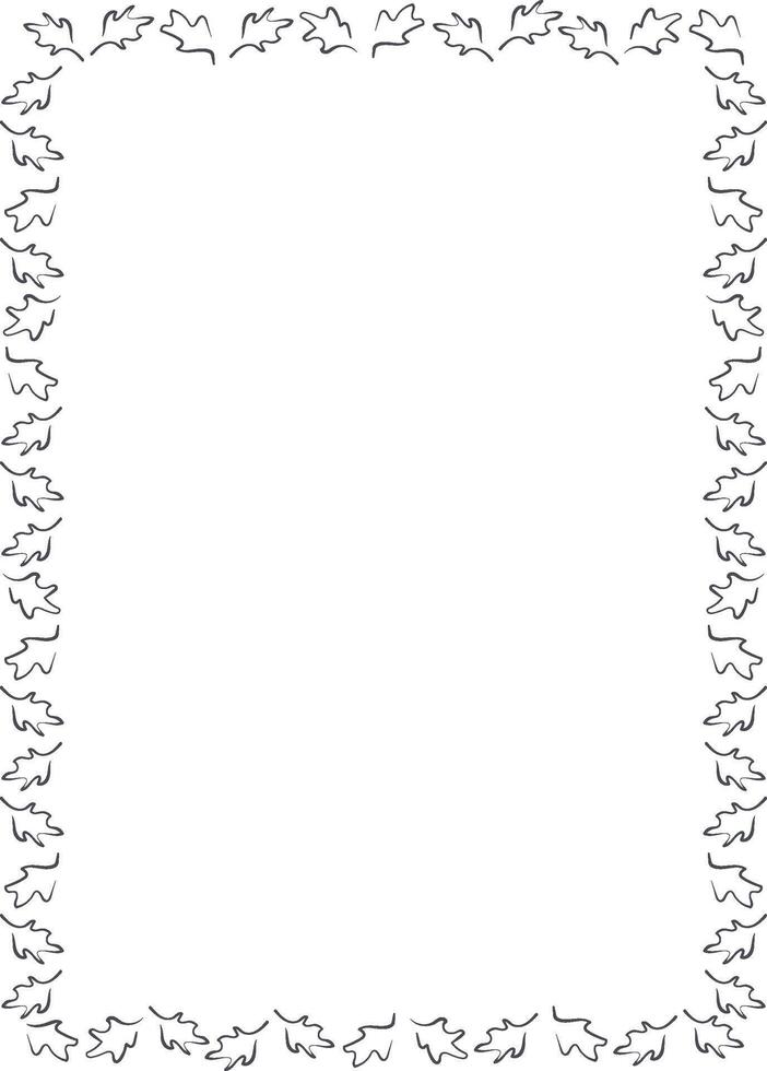 Oak leaves line art frame. Doodle leaf Thanksgiving template. Frame with empty space for your text vector