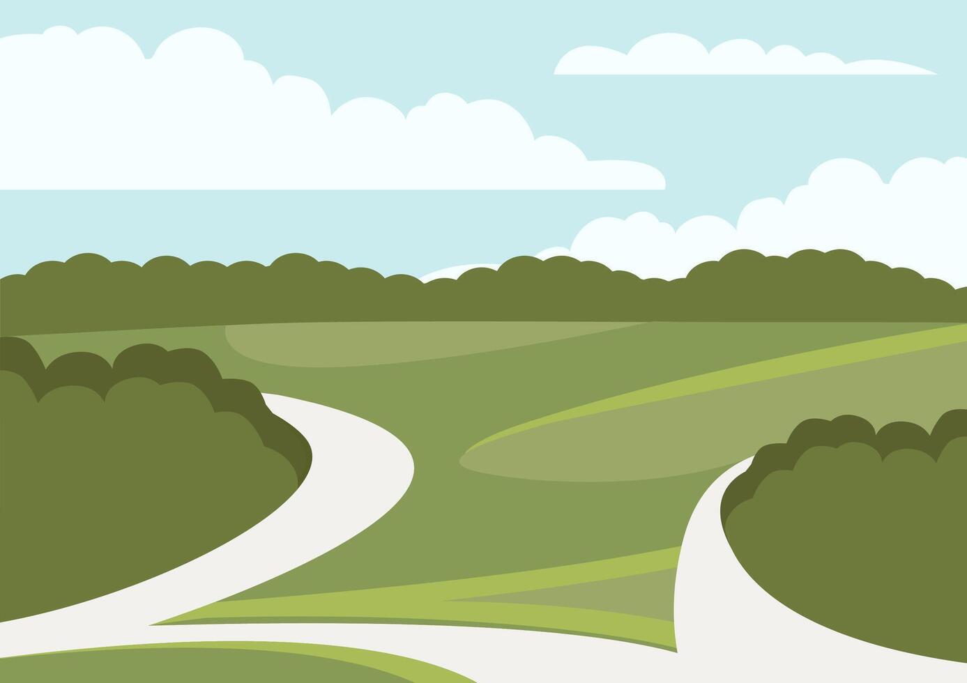 illustration of beautiful summer fields landscape. Springtime panorama vector