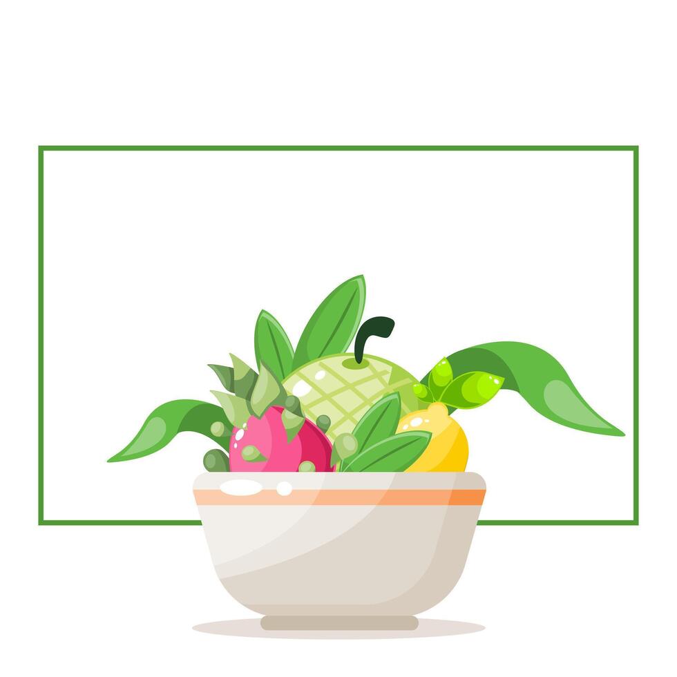 Welcome happy summer, a bowl of fruits, fresh summer fruits vector