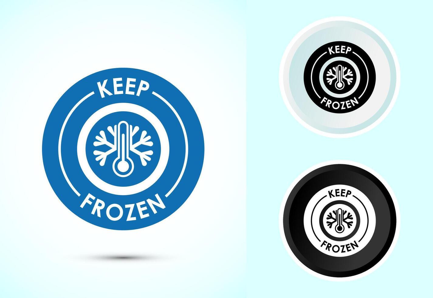 Keep frozen icon illustration, Frozen product label sign, Color black and white vector