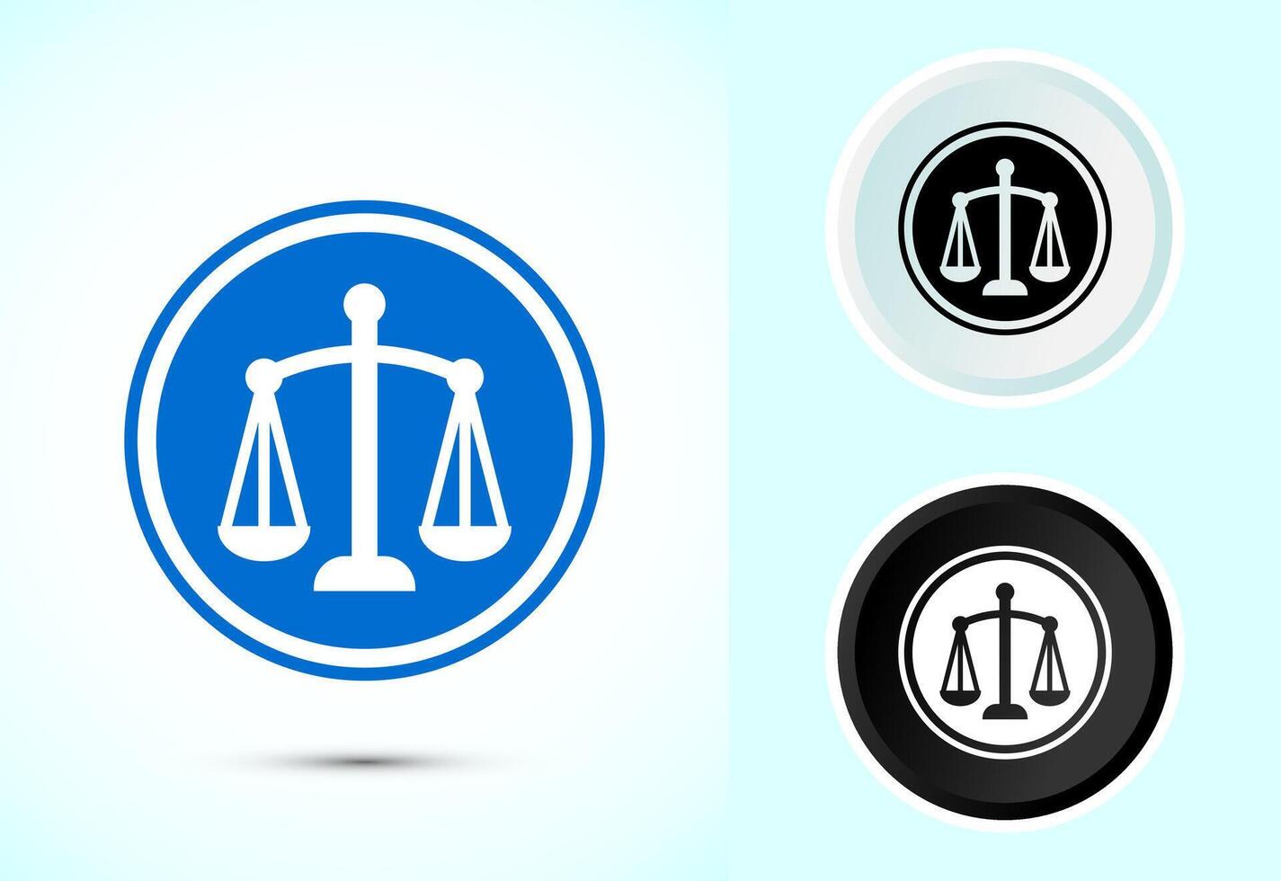 Justice icon, legal and justice law icon for apps and websites, Color black and white vector