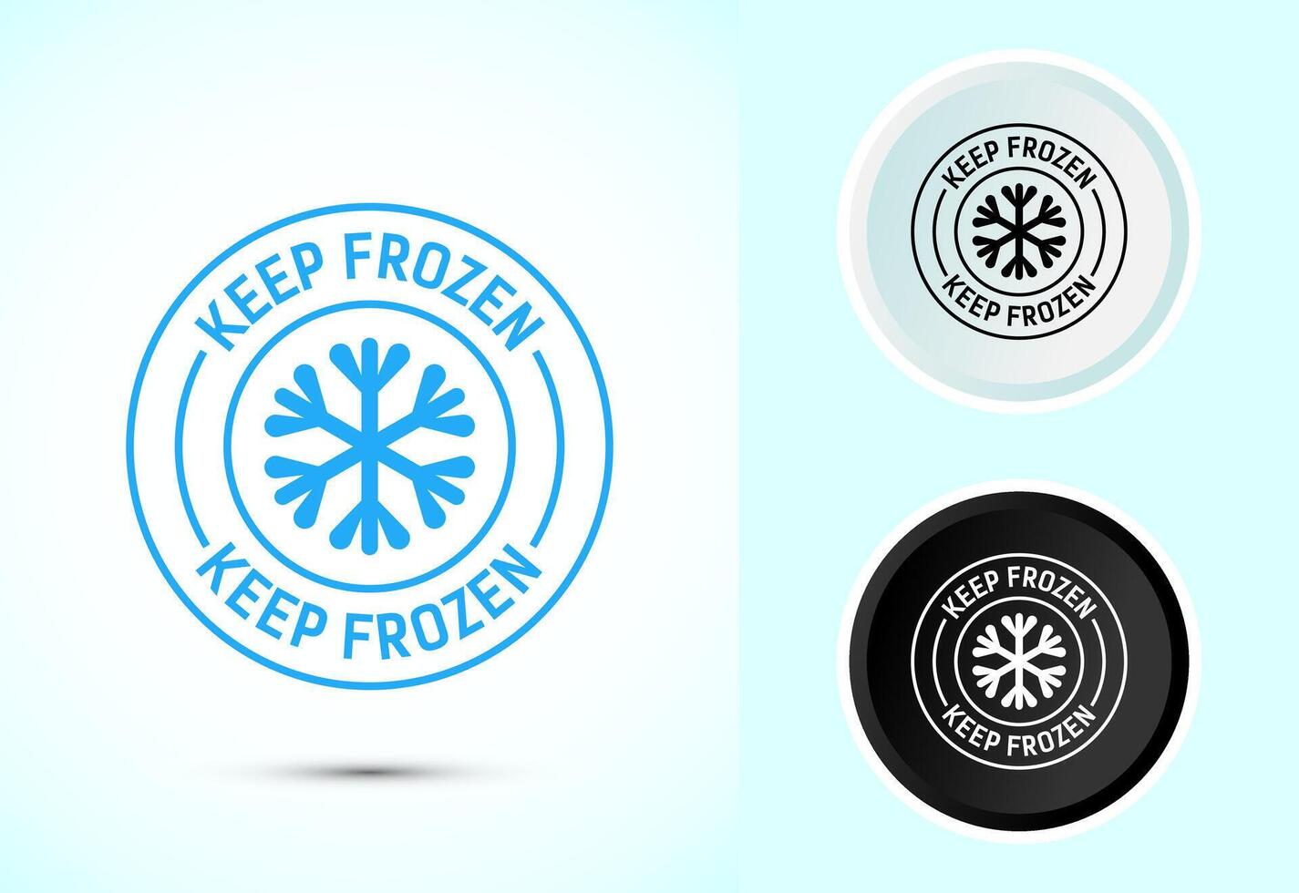 Keep frozen icon illustration, Frozen product badge label sign, Color black and white vector