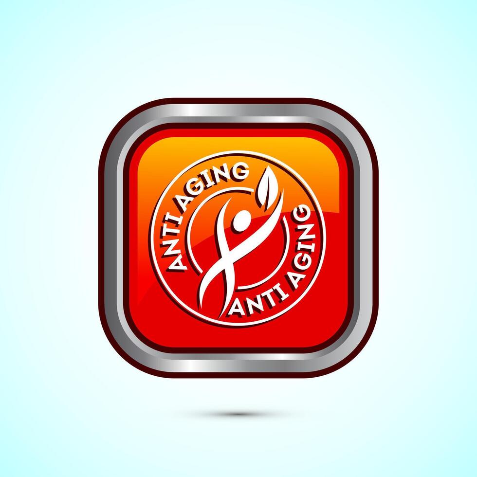 Anti aging icon design illustration. Icon for logo, mobile app, website, sign, symbol. Orange color square button design vector