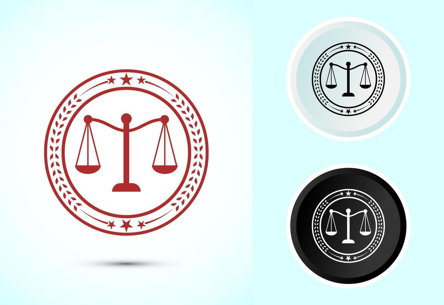 Justice icon design illustration, legal and justice law icon for apps and websites, black and white vector