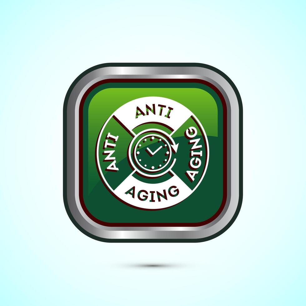 Anti aging icon design illustration. Icon for logo, mobile app, website, sign, symbol. Green color square button design vector