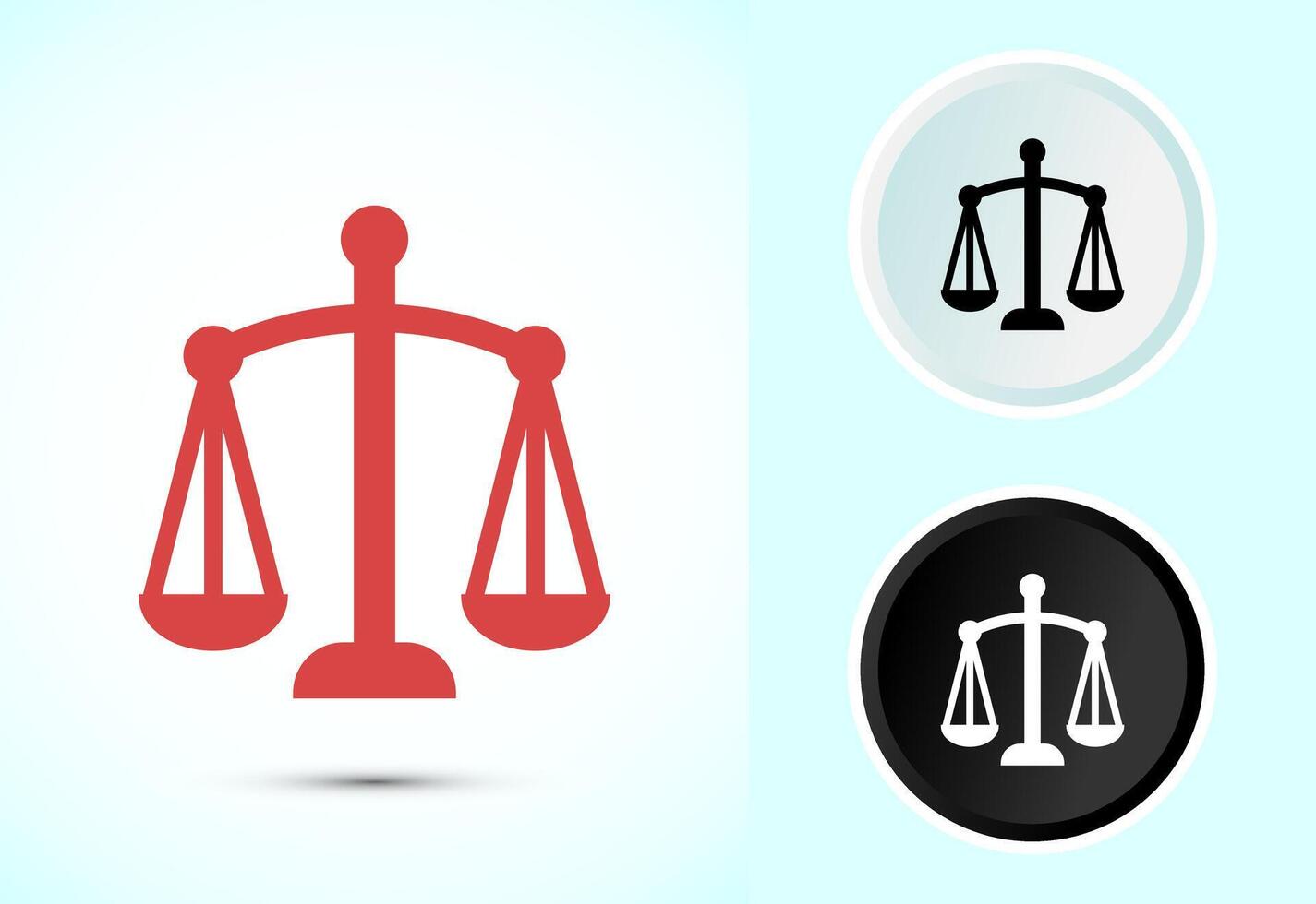 Justice icon illustration, legal and justice law icon for apps and websites, Color black and white vector