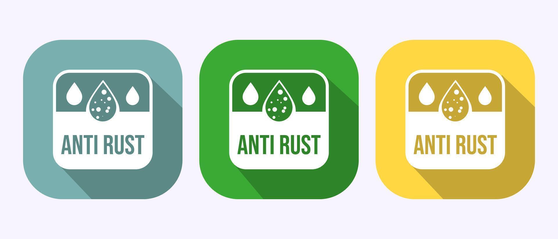 Anti rust icon design. Rust resistant symbol in shadow button design vector