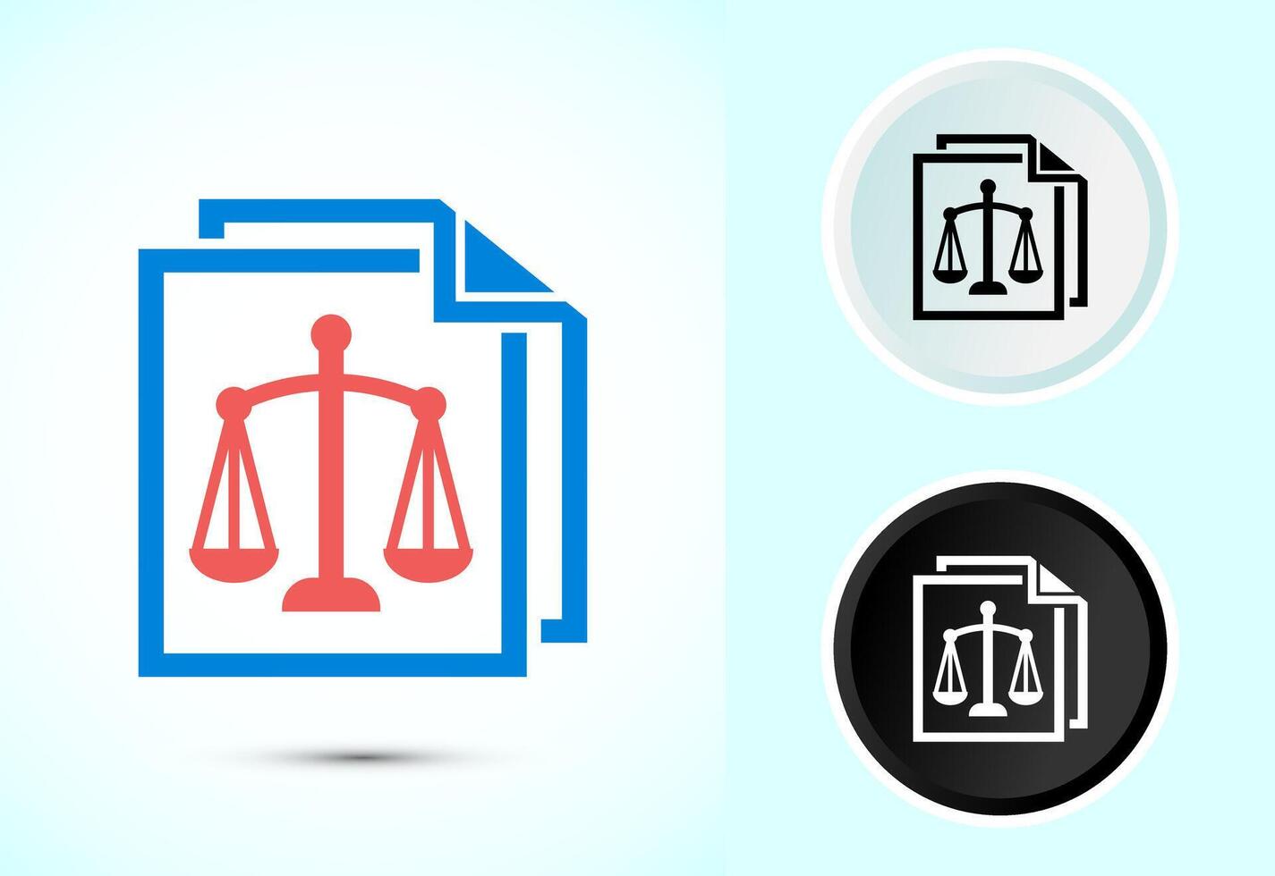 Justice icon design, legal and justice law icon for apps and websites, Color black and white vector