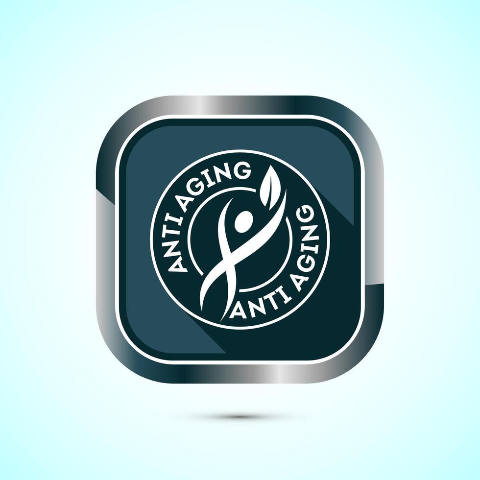 Anti aging icon design illustration. Icon for logo, mobile app, website, sign, symbol. Gray color shadow button design vector