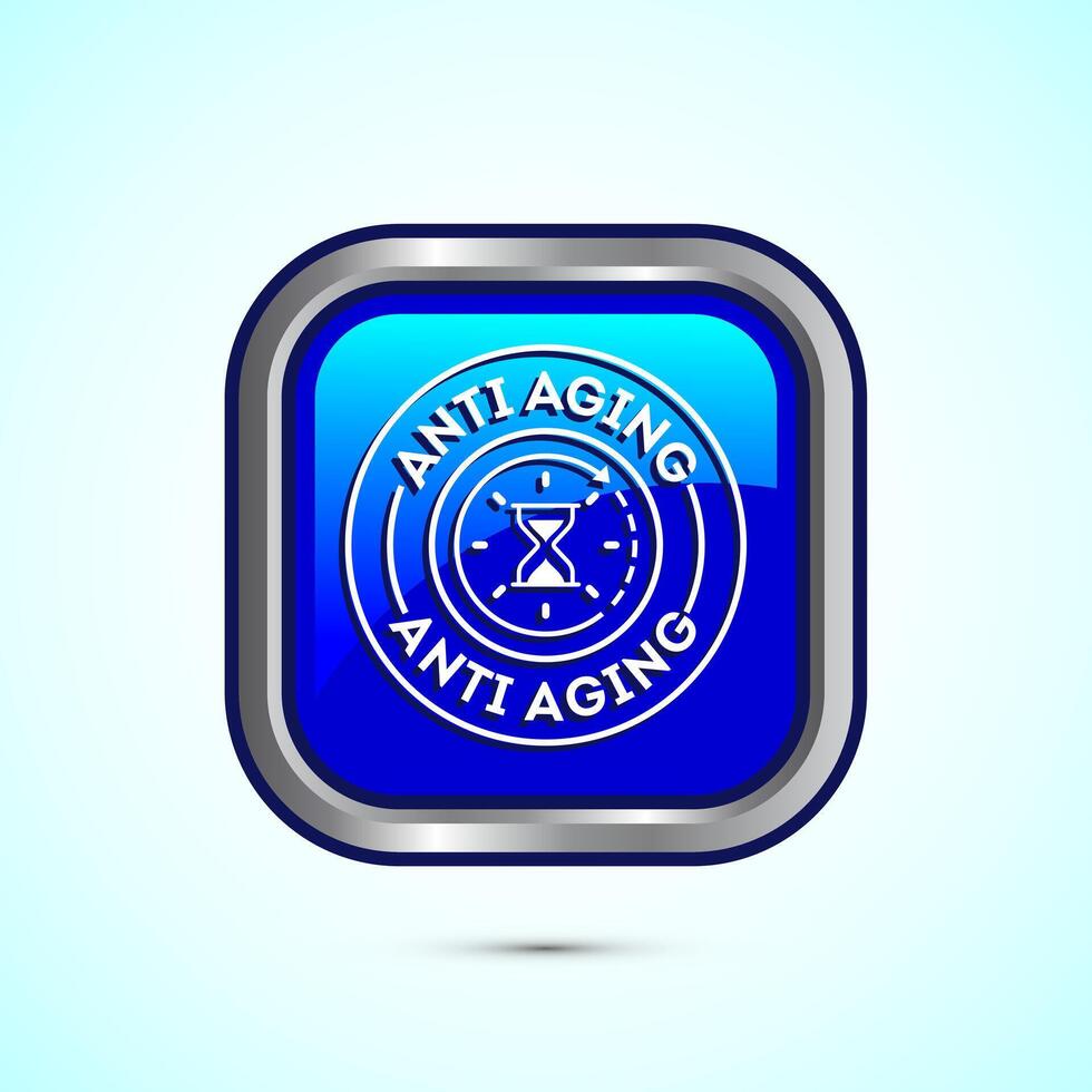 Anti aging icon design illustration. Icon for logo, mobile app, website, sign, symbol. Blue color square button design vector