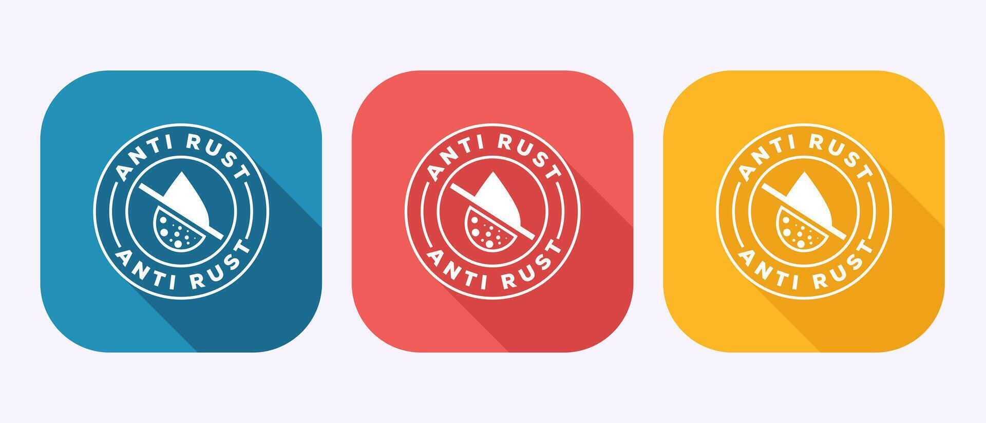 Anti rust icon design illustration. Anti oxidation sign in shadow button design vector