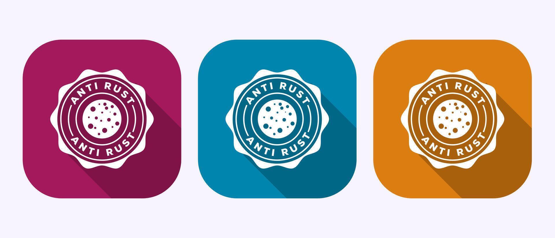 Anti rust icon design illustration. Rust resistant symbol in shadow button design vector