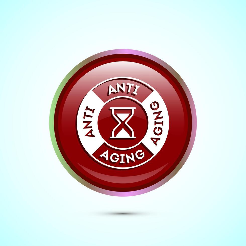 Anti aging icon design illustration. Icon for logo, mobile app, website, sign, symbol. Red color round button design vector