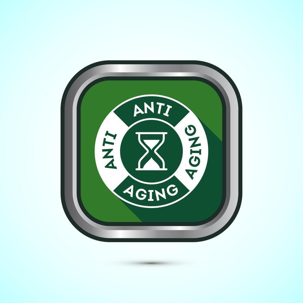 Anti aging icon design illustration. Icon for logo, mobile app, website, sign, symbol. Green color shadow button design vector