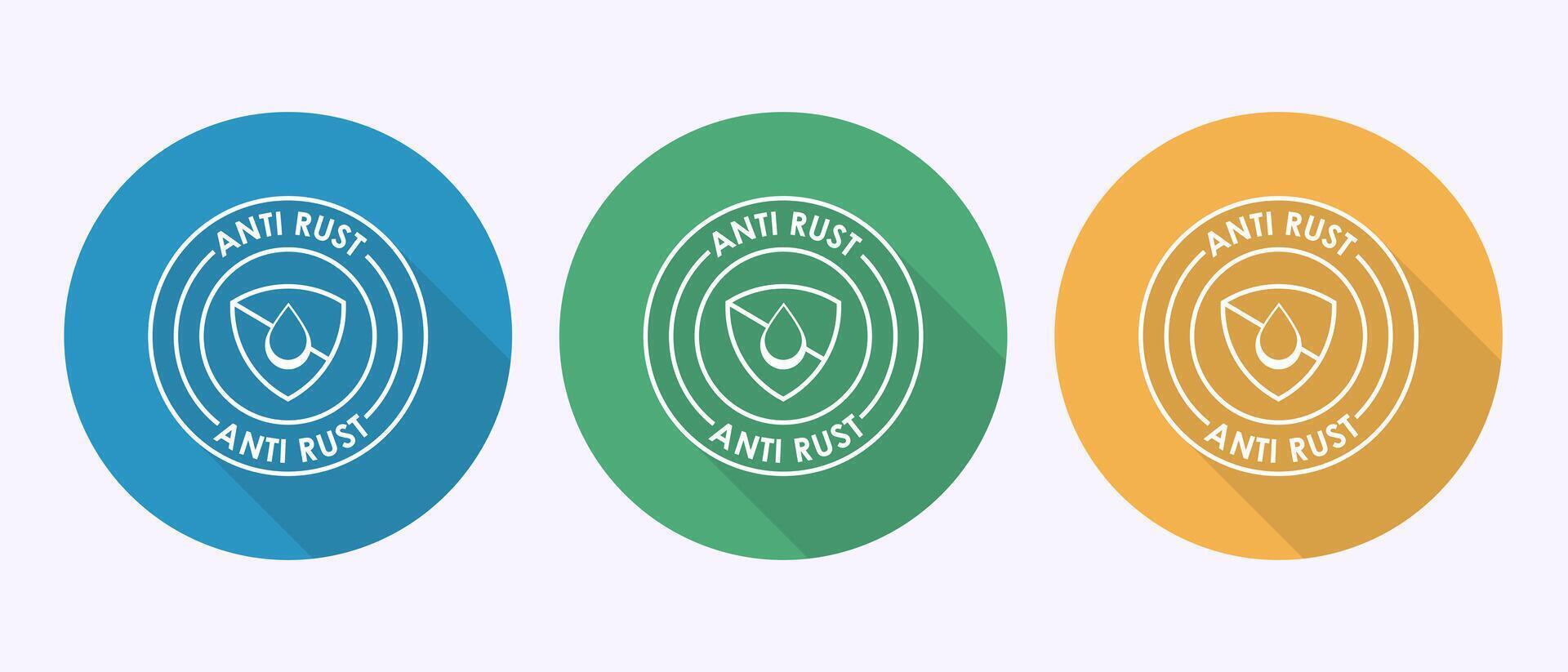 Anti rust icon. Rust resistant symbol in shadow button design vector