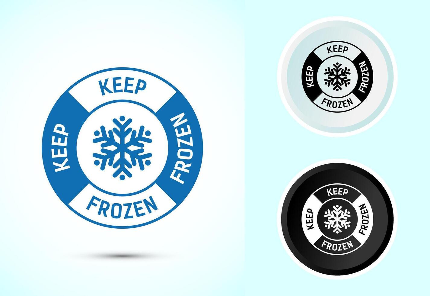 Keep frozen icon, Frozen product badge label sign, Color black and white vector
