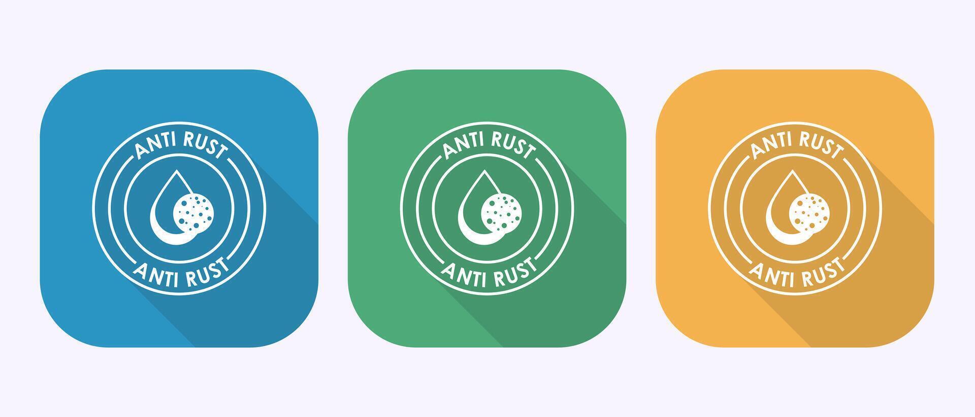 Anti rust icon design. Anti oxidation sign in shadow button design vector