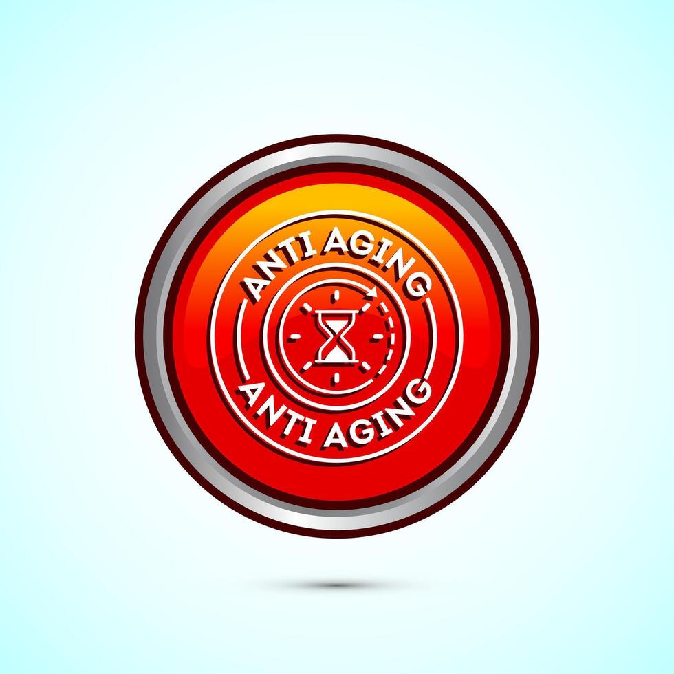 Anti aging icon design illustration. Icon for logo, mobile app, website, sign, symbol. Orange color round button design vector