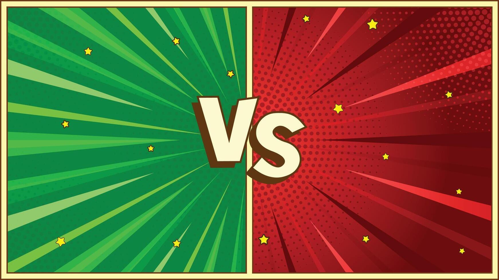 Versus Decorative Layout Cream Letters, Green , Red Radial Burst Pattern Design vector