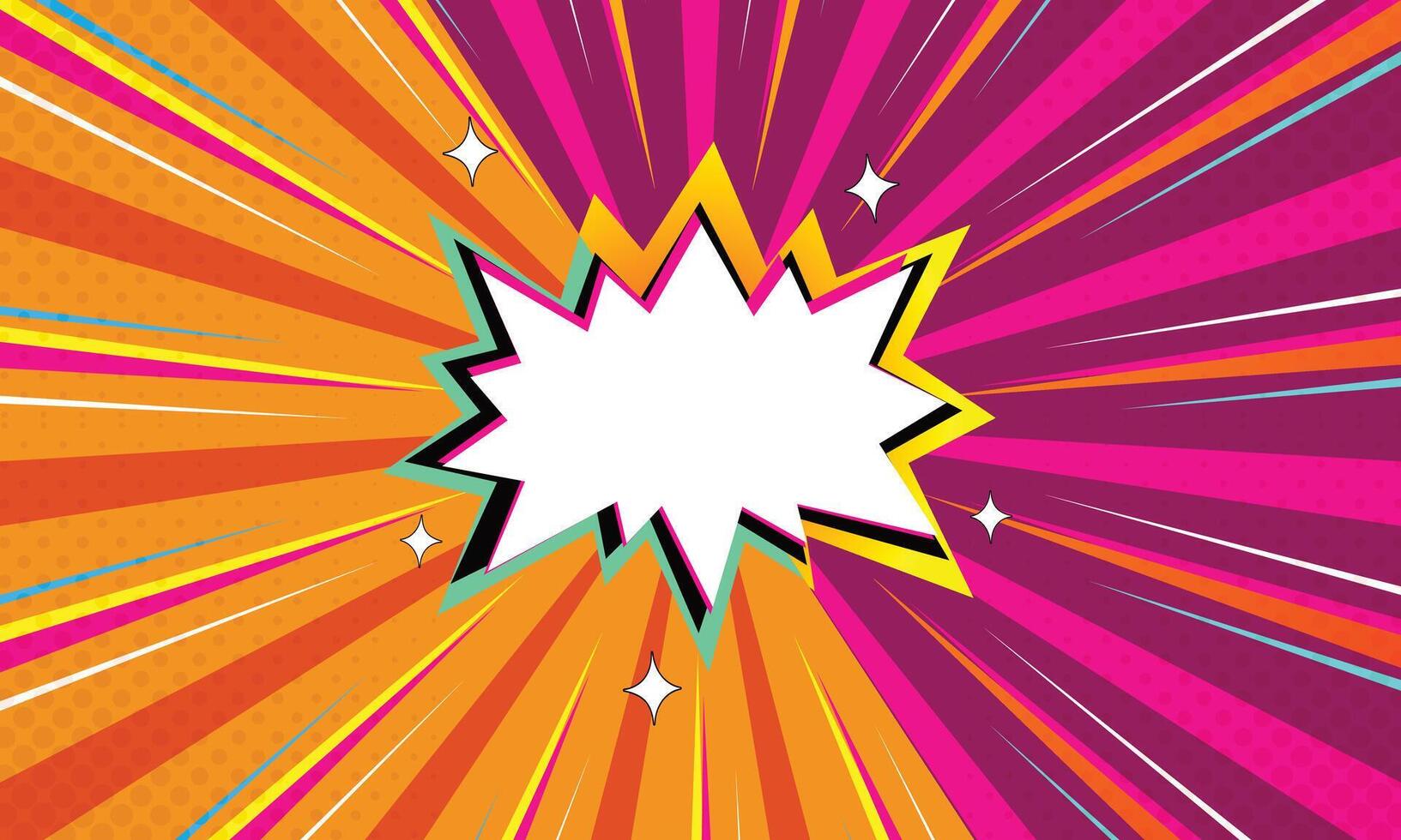 Bright Retro Comic Explosion with Rays, Burst and Dots, Comic Style Background vector