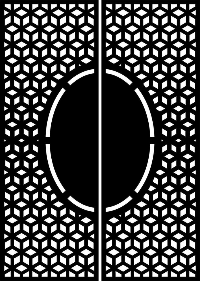 Decorative Panel with Geometric Cube and Oval Pattern vector