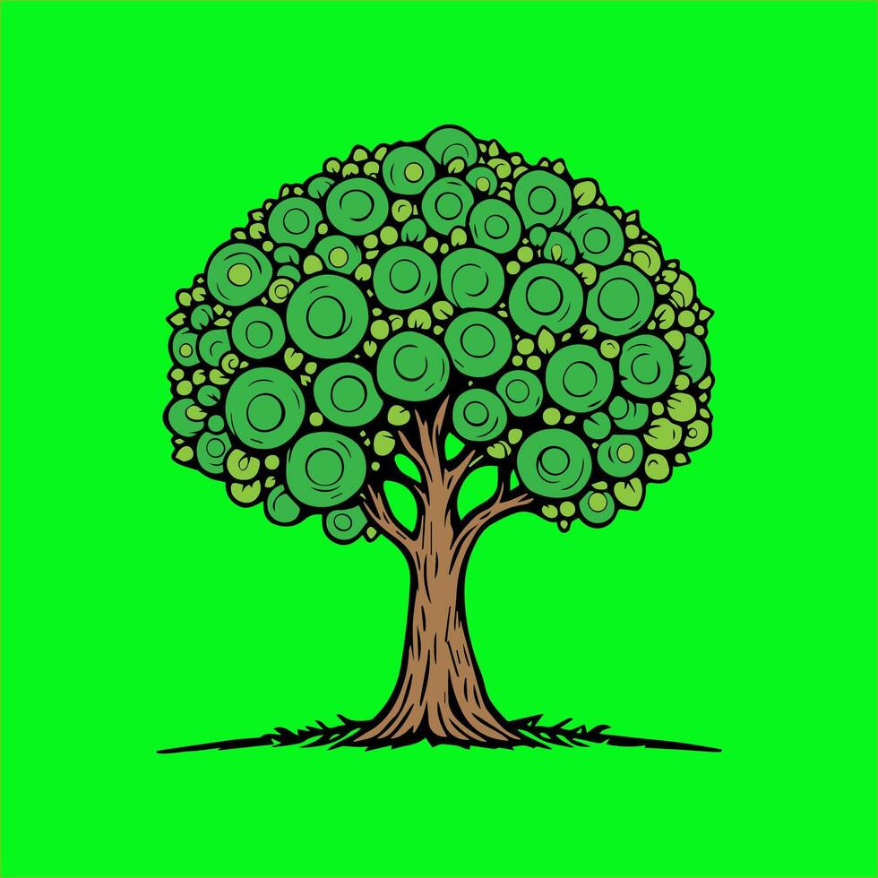 Arbor Day a cartoon tree with green leaves on it vector