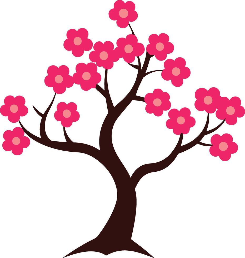 Elegant Cherry Blossom Tree Illustration Beautiful Floral Artwork vector