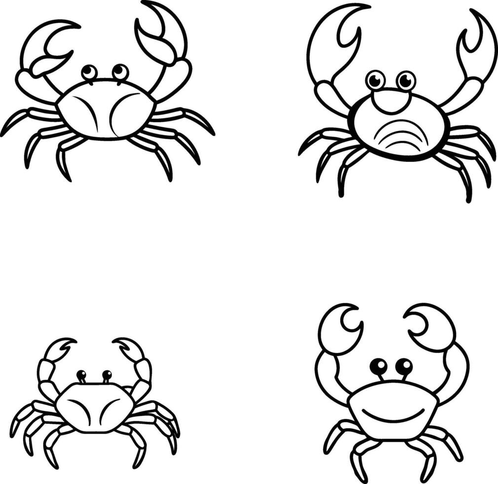 Crab walking on the beach line art illustration vector